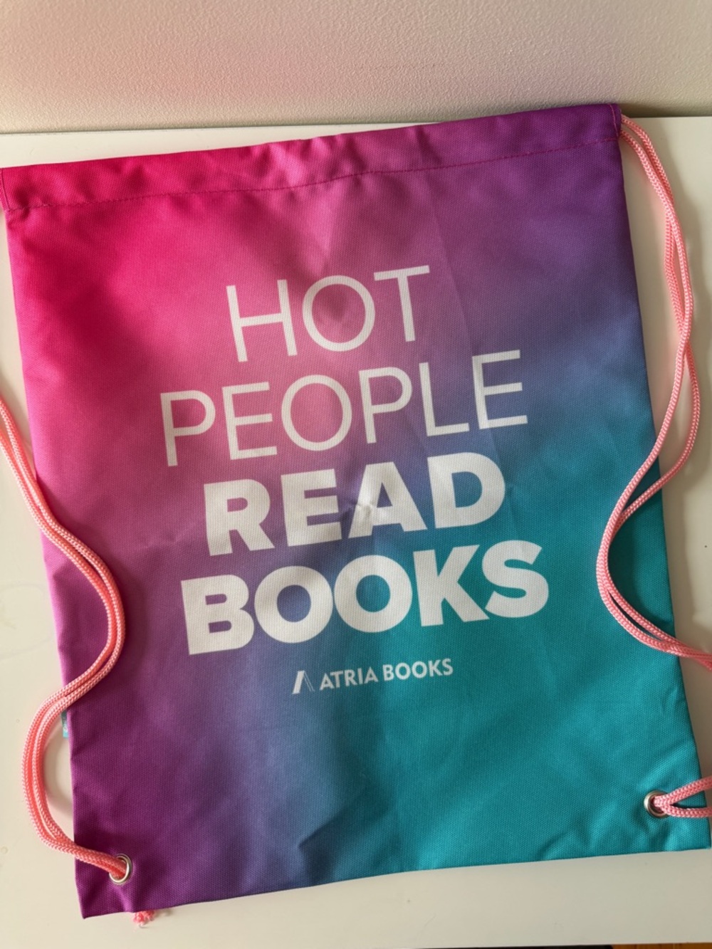 Hot People Read Books | Gradient Pink Purple Blue | Drawstring Bag | NWOT